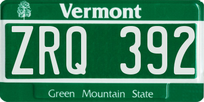 VT license plate ZRQ392