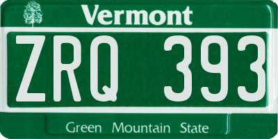 VT license plate ZRQ393