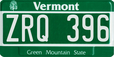 VT license plate ZRQ396
