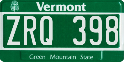 VT license plate ZRQ398
