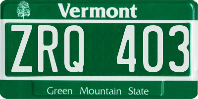 VT license plate ZRQ403