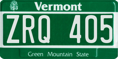 VT license plate ZRQ405