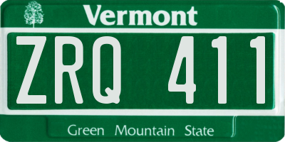 VT license plate ZRQ411