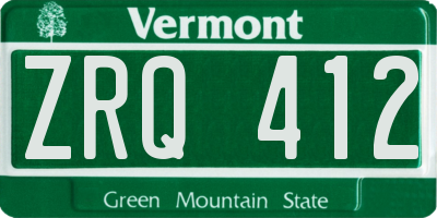 VT license plate ZRQ412