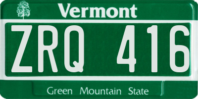 VT license plate ZRQ416