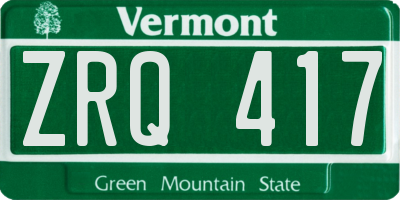 VT license plate ZRQ417