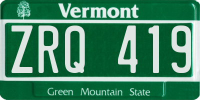 VT license plate ZRQ419