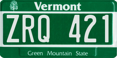 VT license plate ZRQ421