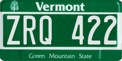 VT license plate ZRQ422