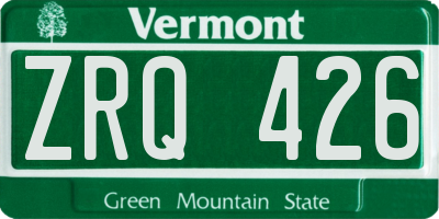 VT license plate ZRQ426