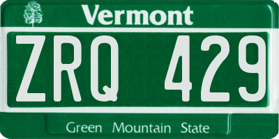 VT license plate ZRQ429