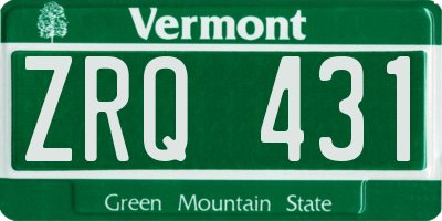 VT license plate ZRQ431