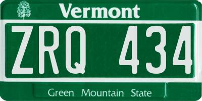 VT license plate ZRQ434