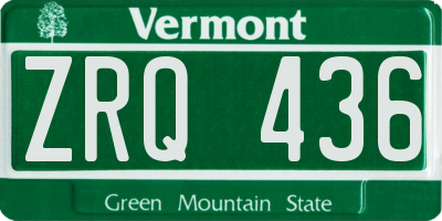 VT license plate ZRQ436