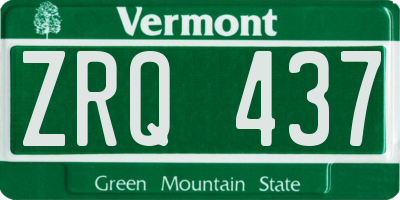 VT license plate ZRQ437