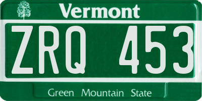 VT license plate ZRQ453