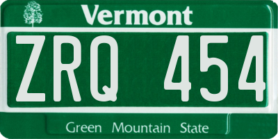 VT license plate ZRQ454