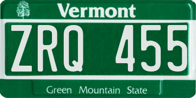 VT license plate ZRQ455