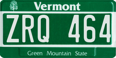 VT license plate ZRQ464