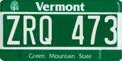 VT license plate ZRQ473