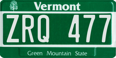 VT license plate ZRQ477