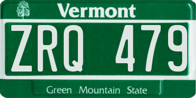 VT license plate ZRQ479