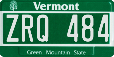 VT license plate ZRQ484