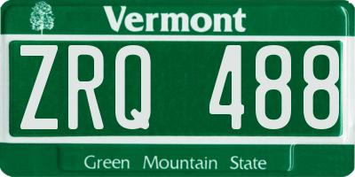 VT license plate ZRQ488