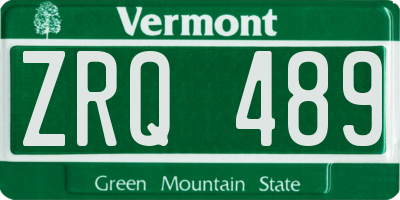 VT license plate ZRQ489