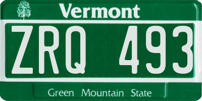 VT license plate ZRQ493