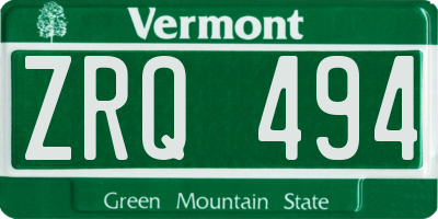 VT license plate ZRQ494