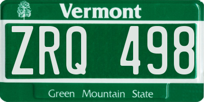 VT license plate ZRQ498