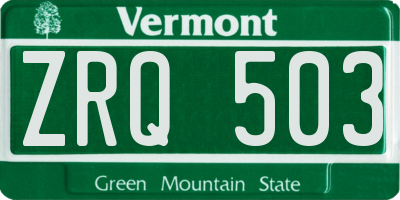 VT license plate ZRQ503