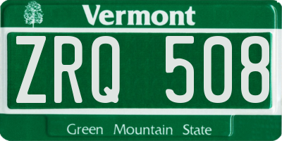 VT license plate ZRQ508