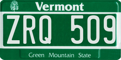 VT license plate ZRQ509
