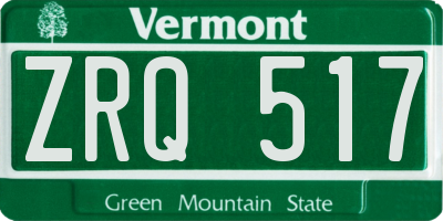 VT license plate ZRQ517