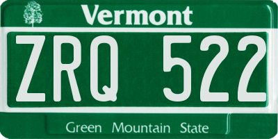 VT license plate ZRQ522