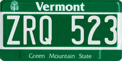 VT license plate ZRQ523