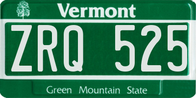 VT license plate ZRQ525