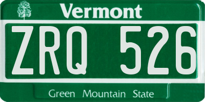 VT license plate ZRQ526