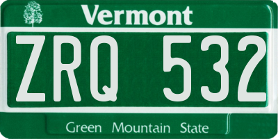 VT license plate ZRQ532