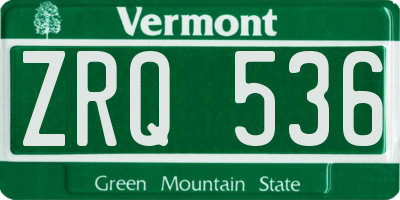 VT license plate ZRQ536