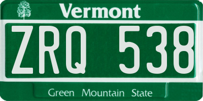 VT license plate ZRQ538