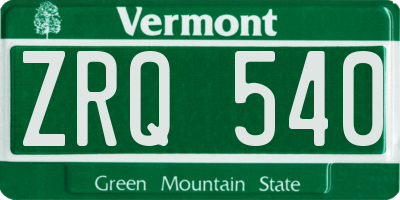 VT license plate ZRQ540