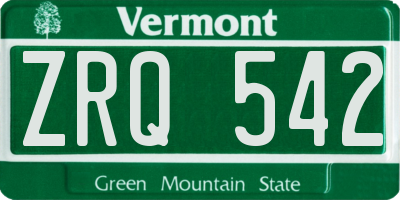 VT license plate ZRQ542