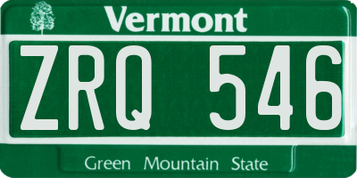 VT license plate ZRQ546