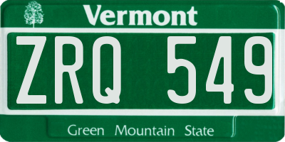 VT license plate ZRQ549