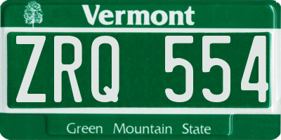 VT license plate ZRQ554