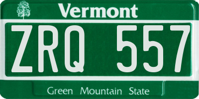 VT license plate ZRQ557