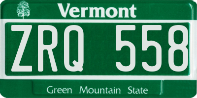 VT license plate ZRQ558